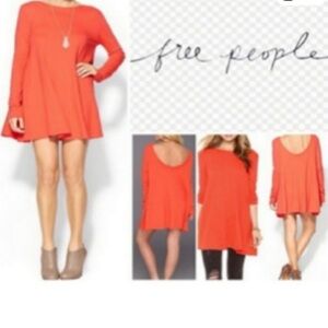 NWT Free People Beach Beatnik Coral Long Sleeve Tunic Dress Size  XS/S